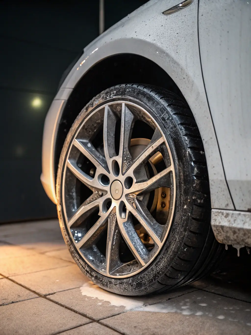 A before-and-after shot of a car's exterior, showing the dramatic difference after a Fleet Car Wash technician applies a wax and sealant treatment.